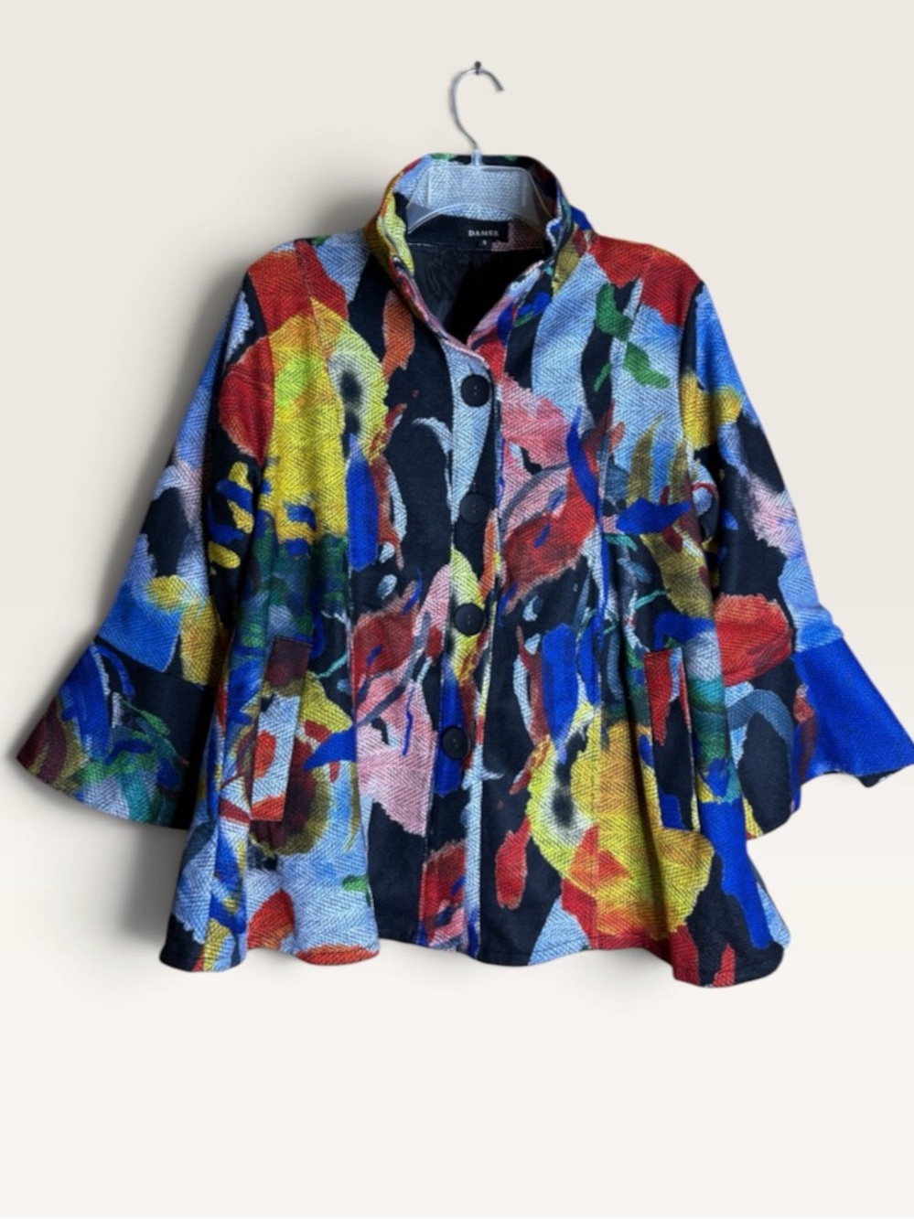 Damee Art to Wear Multicolor Floral Abstract Swing Jacket Size S